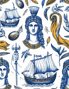 Ancient pattern with portraits