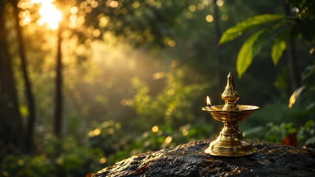 Ayyappan Devotional Forest Lamp Bokeh With Spiritual Lamp And Pilgrimage Mood