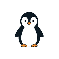 Obraz premium Cute Cartoon Penguin Vector Illustration Isolated on White Background