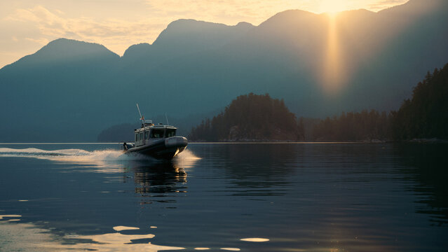 Sunset boating in Desolation Sound on the BC coast