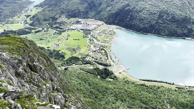 Loen Skylift Cable Car and Mountain Landscape, Norway
