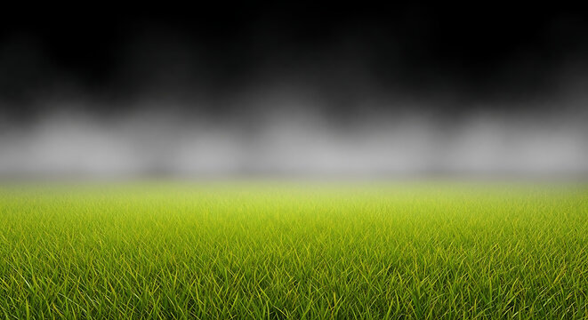 Lush green soccer field grass close up with blurred stadium lights in the dark background football background athletic professional environment