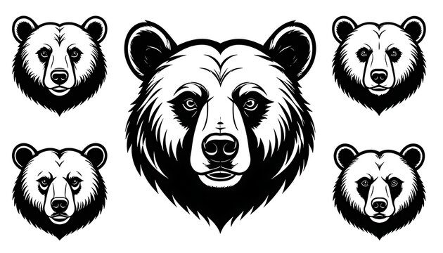 Five bear heads