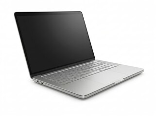 Fototapeta premium Modern Silver Laptop Computer Open on a White Background.