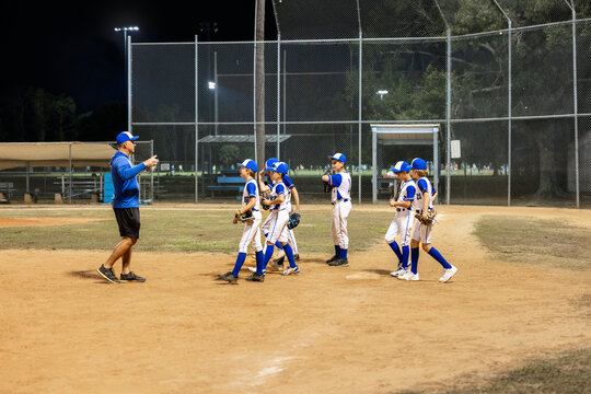 Coach Gives Important Talk to Baseball Team