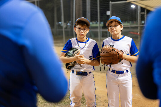 Coach Speaks to Young Baseball Team