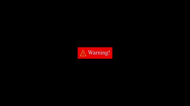 Warning button icons animation video on black background. Animation of ' WARNING ' button video.. 4K videos,..!!!!