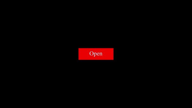 Open button icons animation video on black background. Animation of OPEN button video.. 4K videos,..!!