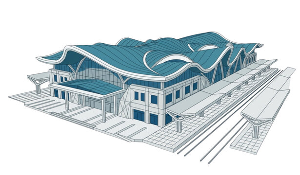 Coxs Bazar Railway Station Architectural Landmark Building Vector Illustration