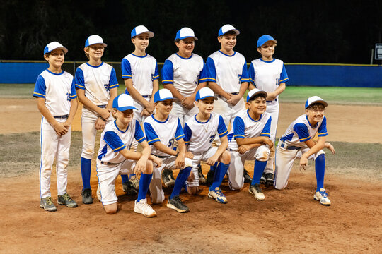 Youth Baseball Team Poses for Group Portrait