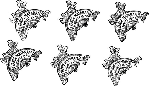 India independence day illustrations with vande mataram slogan