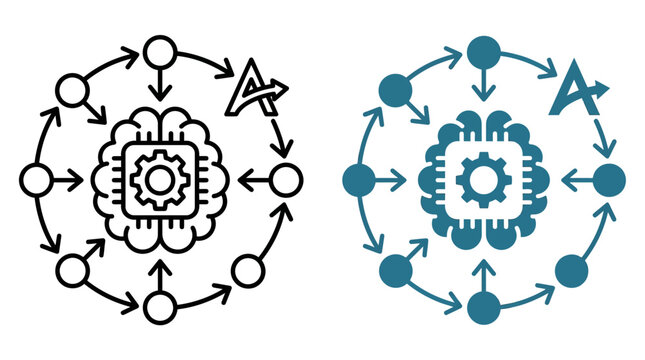 Digital Brain Chip Network Connection Concept