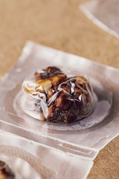 psilocybin magic truffles microdoses on brown paper background