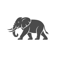 Fototapeta premium Majestic elephant silhouette icon with tusks