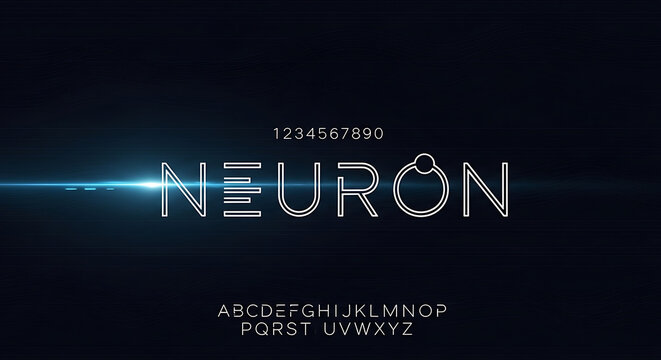 Futuristic neon tech font alphabet and numbers with typeface alphabet technology futuristic creative typography innovative presentation