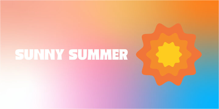 Vibrant sunny summer background with a colorful gradient and sun