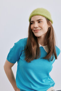 Cool Fashion Portrait Woman In Colorful Clothes