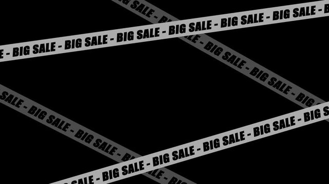 Grey ribbons with &ldquo;Big Sale&rdquo; text moving across screen. Stylish ad animation