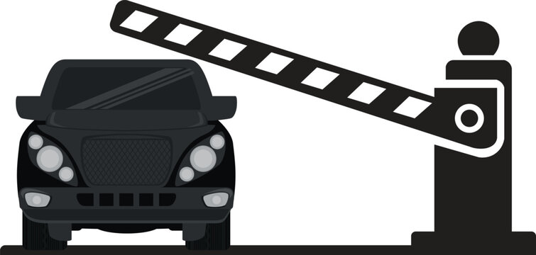 Car Silhouette Vector Icon &ndash; Vehicle at Open Barrier Gate