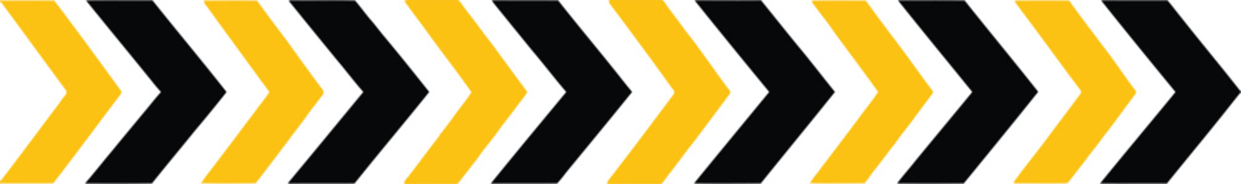 Black and yellow arrow pattern forming a horizontal warning stripe border design
