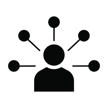 Black silhouette of person with multiple connections to circles  social network concept