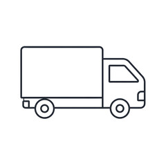 Fototapeta premium Simple line art icon of a delivery truck