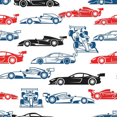 Obraz premium Racing Cars Seamless Pattern
