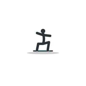 Minimalist stick figure performing a skateboard jump trick animation on white