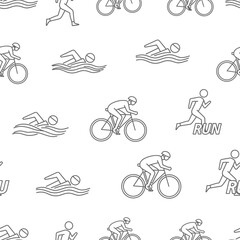 Obraz premium Triathlon Sports Seamless Pattern