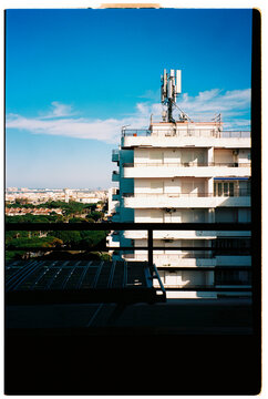 Rooftop Telecom Antenna on Apartment Building