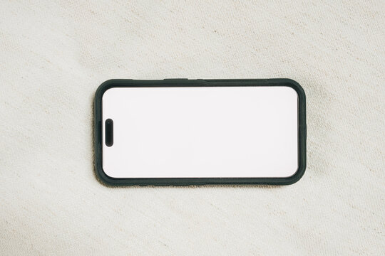 Blank smartphone mockup horizontal screen