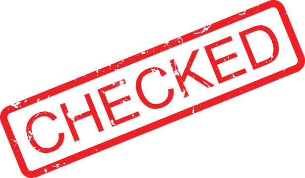 Red rubber stamp with the word checked isolated on white background