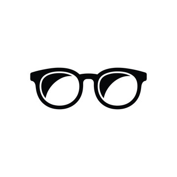 Elegant black round glasses icon for professional and intellectual branding