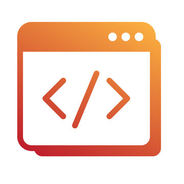 Minimalist web browser window Flat Gradient icon showing html code script.