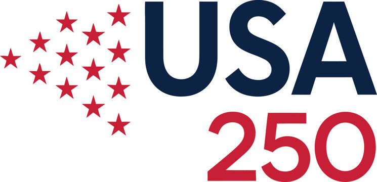 Usa 250 commemorative logo with stars and stripes american bicentennial design
