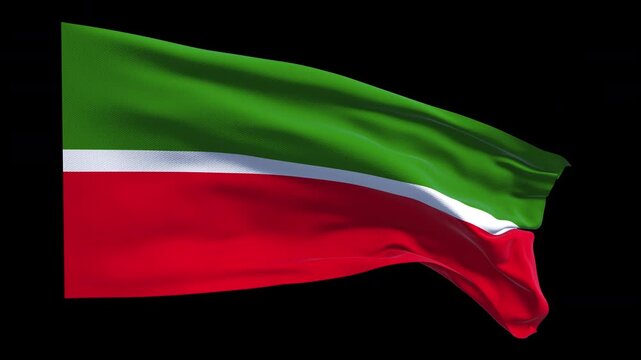 Professional animation of the Tatarstan flag waving in the wind, ideal for regional identity projects, cultural presentations, education, news content, web banner use, and national holiday visuals.