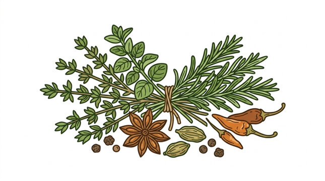 Herbs and spices collection for cooking and seasoning.