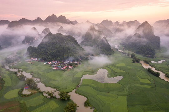 Misty Cao Bang Sunrise