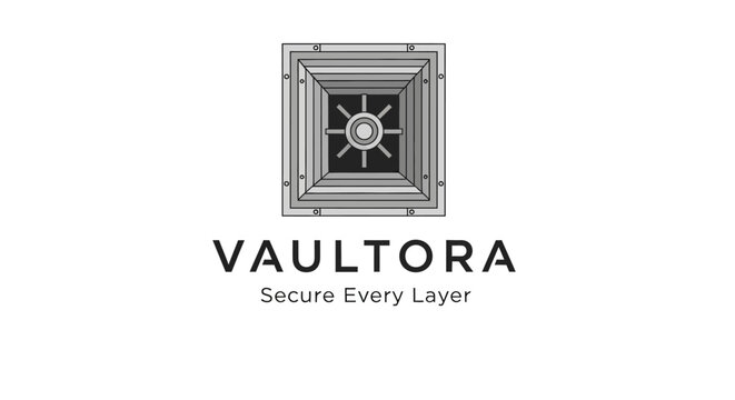 Vaultora logo with tagline Secure Every Layer, representing security, protection, and business solutions