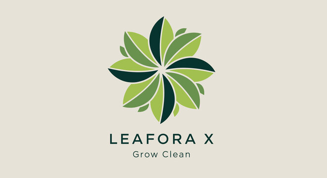 LEAFORA X Grow Clean logo with green leaves forming a circular pattern against a neutral background