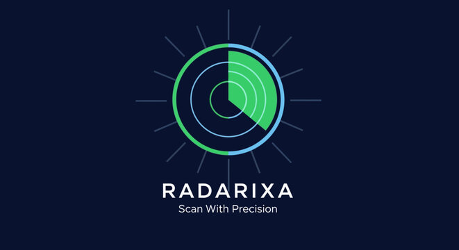 Futuristic radar screen interface showing a scan with precision, digital technology and innovation concept