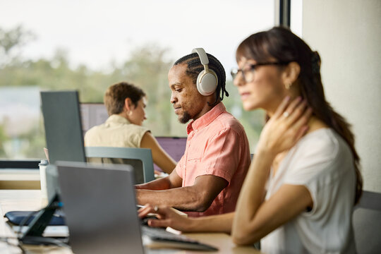Office Workers Focus on Tasks Indoors