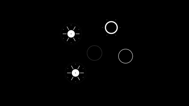 Abstract circular burst animation with expanding radial lines and geometric motion graphics on black background