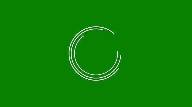 Abstract rotating circular ring animation with minimalist geometric lines on green background