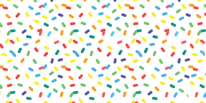 Colorful rainbow sprinkles pattern for birthday celebration and dessert decoration