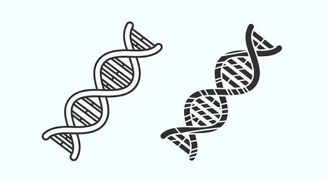Set of two stylized DNA double helix molecular structure icons with genetics molecule biotechnology genomics chromosome research structure scientific laboratory molecular illustration