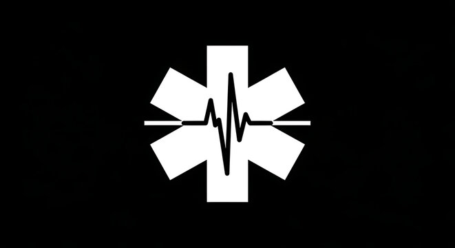 Star of life medical symbol with heartbeat line in center design heartbeat emergency healthcare medicine hospital ambulance paramedic diagnostic