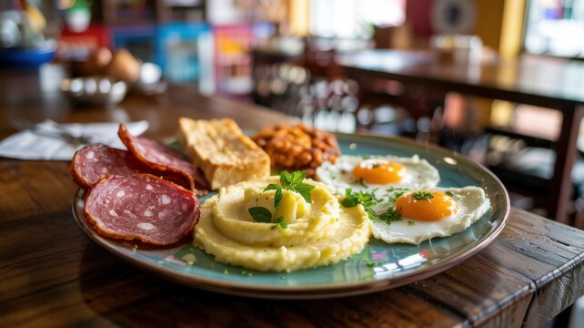Dominican cuisine.
The main gastronomic symbol of the Dominican Republic is the legendary Mang&uacute; breakfast, or rather its most satisfying and festive version, known as Los Tres Golpes.