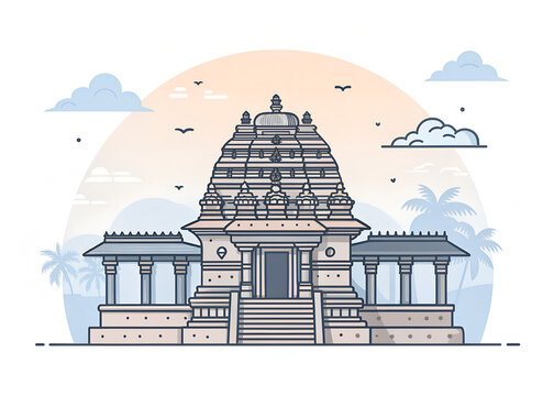 Belur Temple, Karnataka, elegant stone carvings simplified into modern vector forms