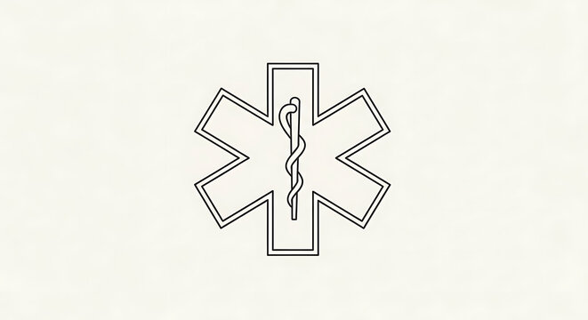 Star of life medical emergency emblem outline with emergency hospital caduceus paramedic medicine assistance protection